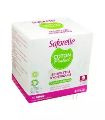 Saforelle Coton Protect Serviette Jetable Avec Ailette B/10 à Paray-le-Monial